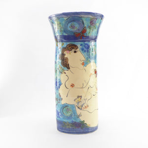 Figure large turquoise and blue vase