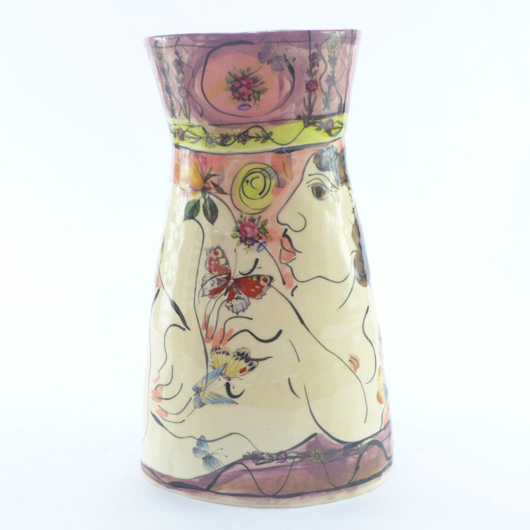 Figure medium pink and purple vase