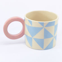 Load image into Gallery viewer, Bright blue geometric mug