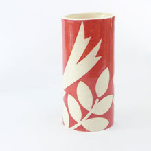 Load image into Gallery viewer, dark red ava bird small cylinder vase