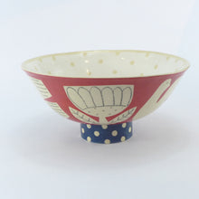 Load image into Gallery viewer, Dark red garden footed bowl
