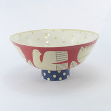 Load image into Gallery viewer, Dark red garden footed bowl