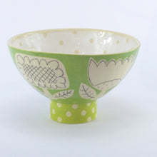 Load image into Gallery viewer, Green garden footed bowl