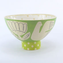 Load image into Gallery viewer, Green garden footed bowl