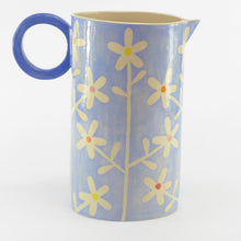 Load image into Gallery viewer, Pale blue large oval daisy jug