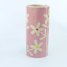 Load image into Gallery viewer, Pink daisy small cylinder vase