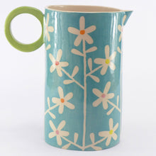 Load image into Gallery viewer, Turquoise large oval daisy jug