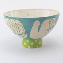 Load image into Gallery viewer, Turquoise garden footed bowl