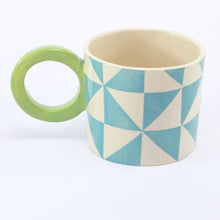 Load image into Gallery viewer, Turquoise geometric mug