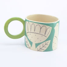 Load image into Gallery viewer, Turquoise patchwork garden mug