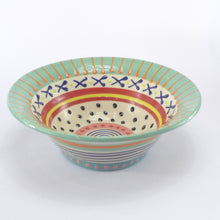 Load image into Gallery viewer, Green orange edge spotty medium bowl