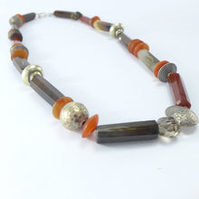 Load image into Gallery viewer, Agate, cornelian and smokey quartz necklace R7