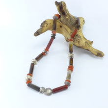 Load image into Gallery viewer, Agate, cornelian and smokey quartz necklace R7