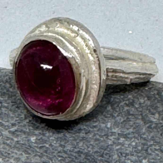 Pink tourmaline ring in angelica setting