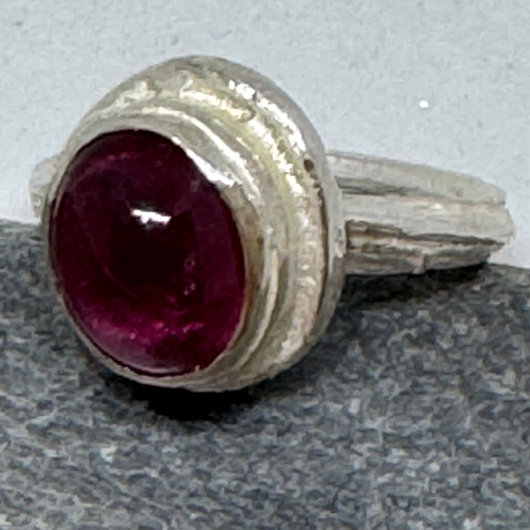 Pink tourmaline ring in angelica setting