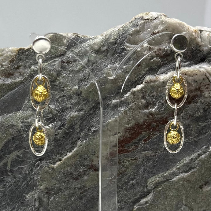 Silver and gilt peppercorn droplet earrings