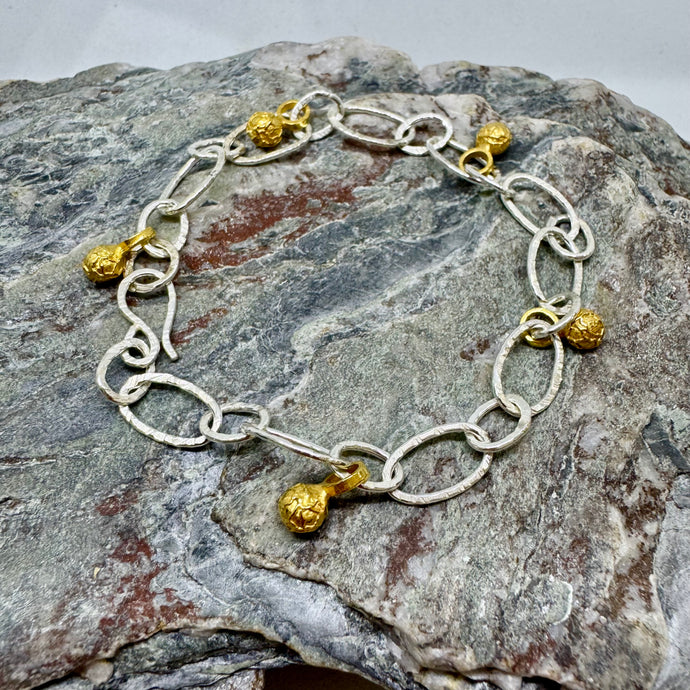 Silver and gilt peppercorn droplet bracelet