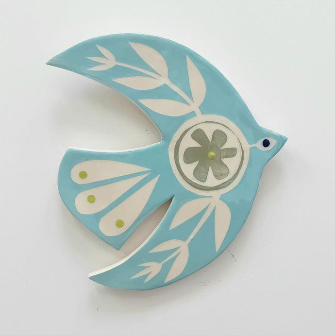 Nordic bird wall plaque turquoise