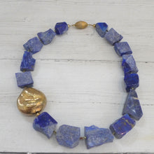 Load image into Gallery viewer, Lapis and gold plated silver necklace 3TS