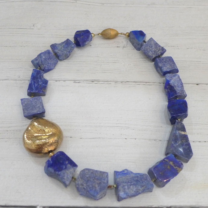 Lapis and gold plated silver necklace 3TS