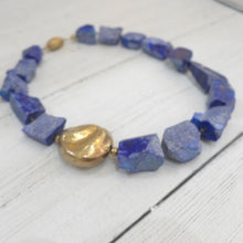 Load image into Gallery viewer, Lapis and gold plated silver necklace 3TS