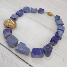 Load image into Gallery viewer, Lapis and gold plated silver necklace 3TS