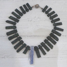 Load image into Gallery viewer, Kyanite spike with chrysocolla &amp; hemetite necklace 6TS