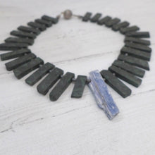 Load image into Gallery viewer, Kyanite spike with chrysocolla &amp; hemetite necklace 6TS