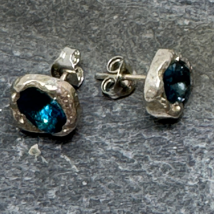 Topaz nugget studs