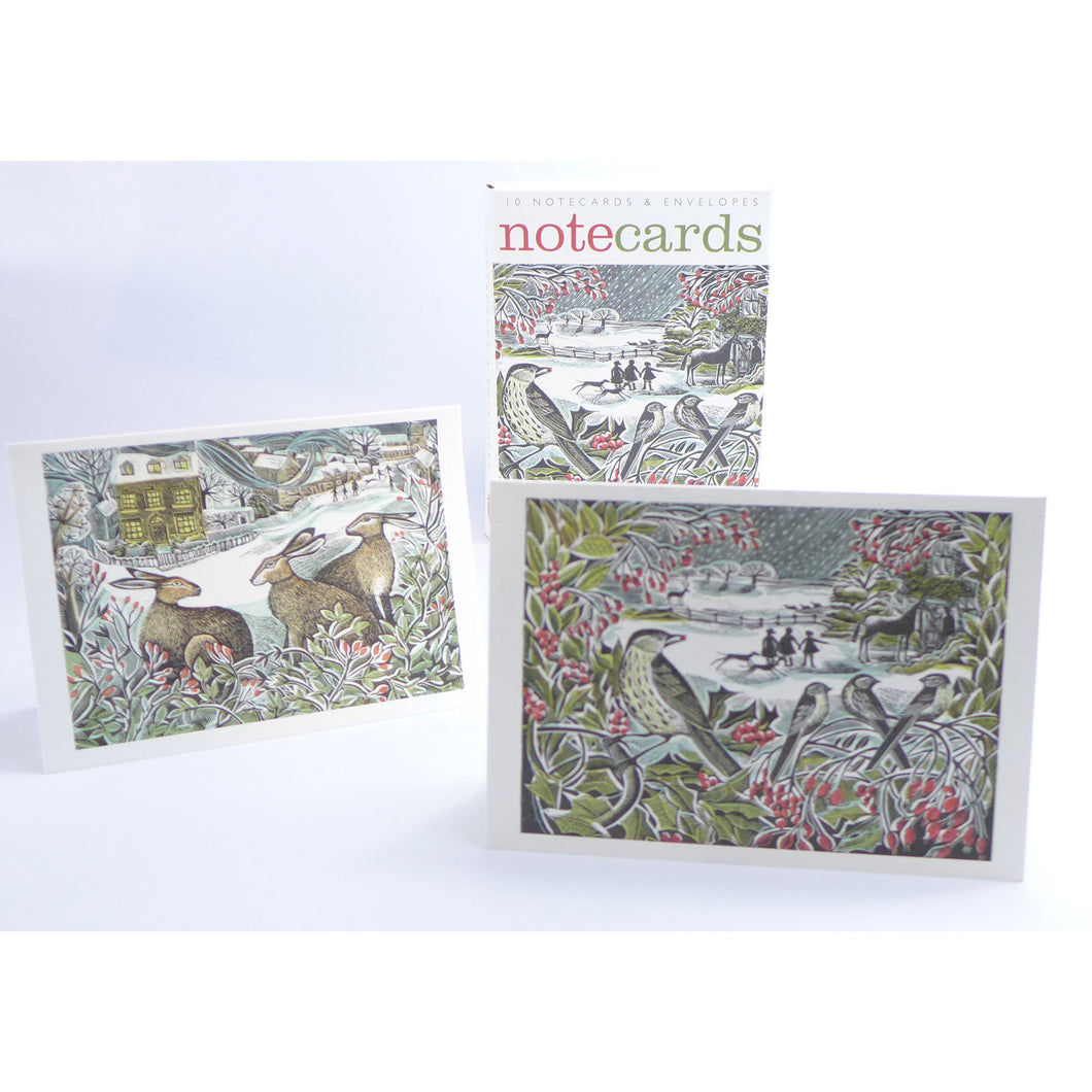 Angela Harding holly hedge and hares notecard pack