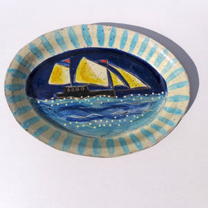 Stripy edge oval dish 960