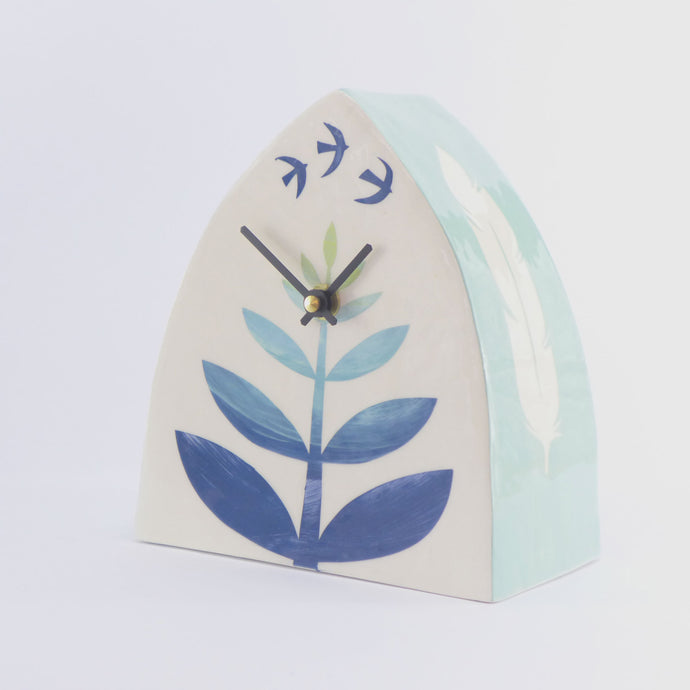 Fern clock blue