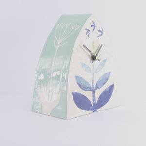 Fern clock blue