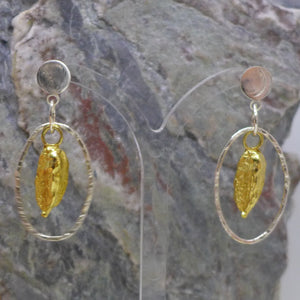 Silver and gilt cardamom earrings