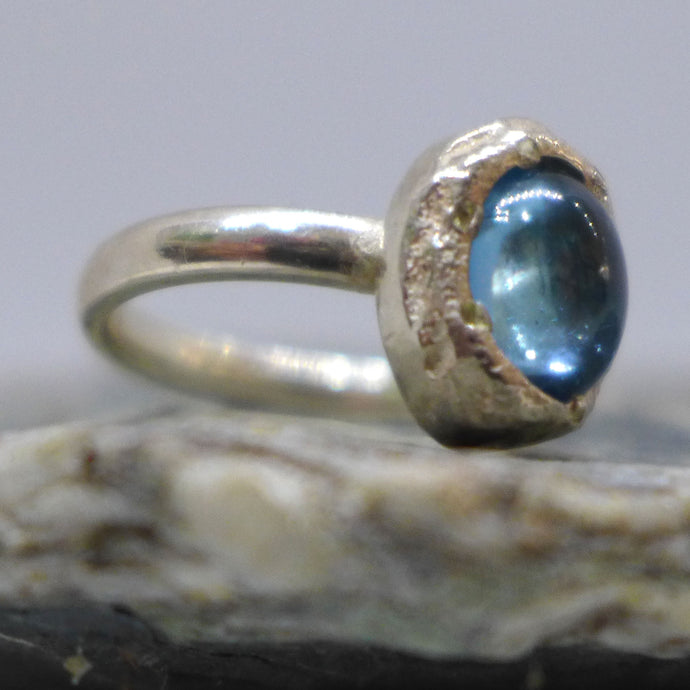 Aquamarine nugget cocktail ring