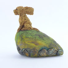 Load image into Gallery viewer, Ceramic sitting cockapoo in the wind (on a small hill)