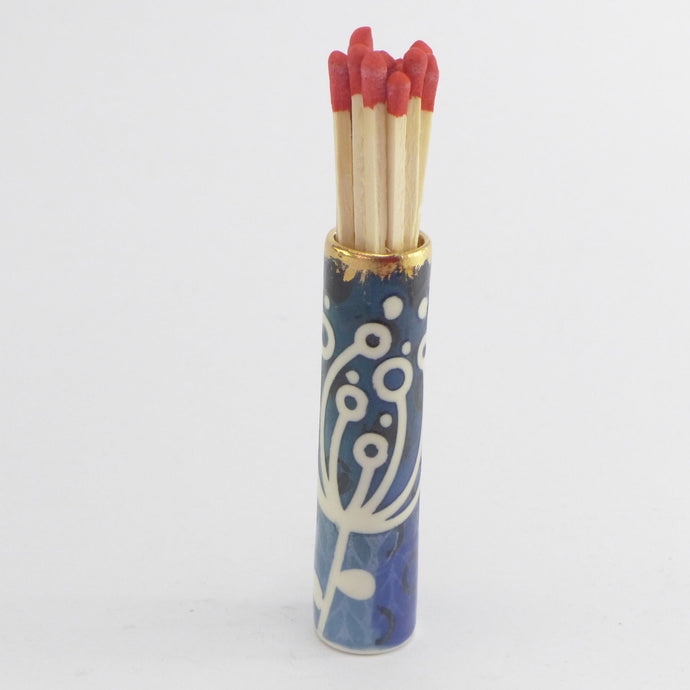 Small match striker pot blue stem