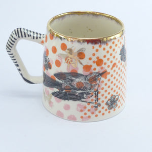 Large polka dot bird mug C