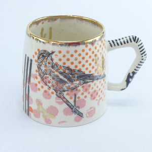 Large polka dot bird mug C