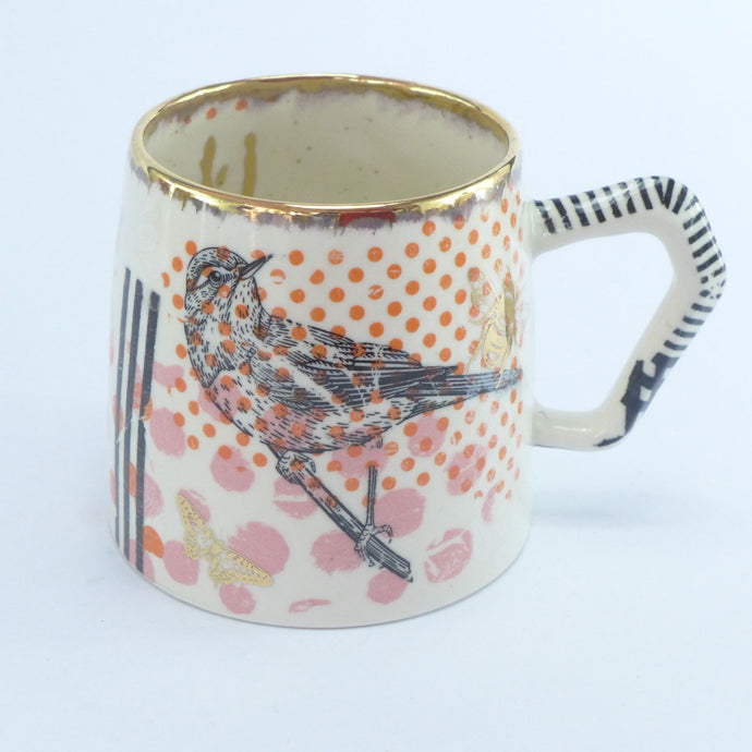 Large polka dot bird mug C