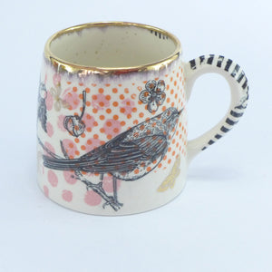 Large polka dot bird mug B