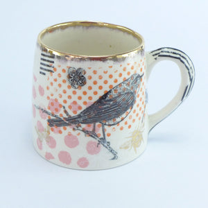 Large polka dot bird mug D