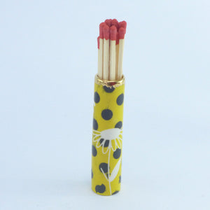Small match striker pot mustard polka