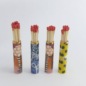 Small match striker pot mustard polka