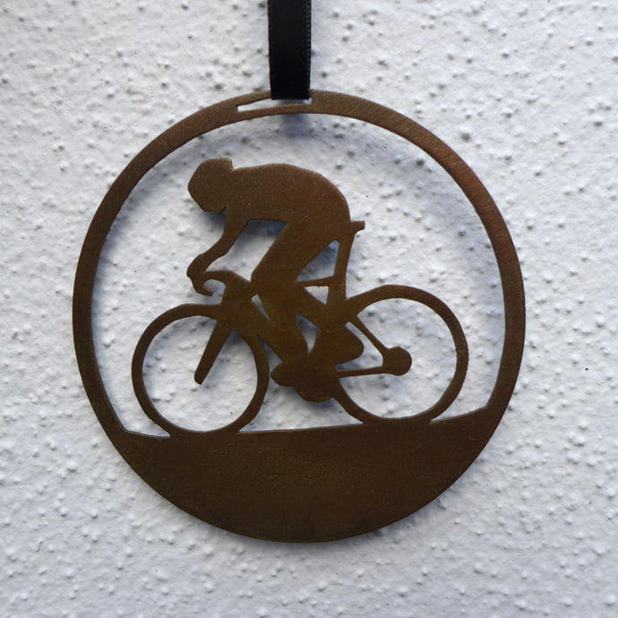 Cyclist hanging