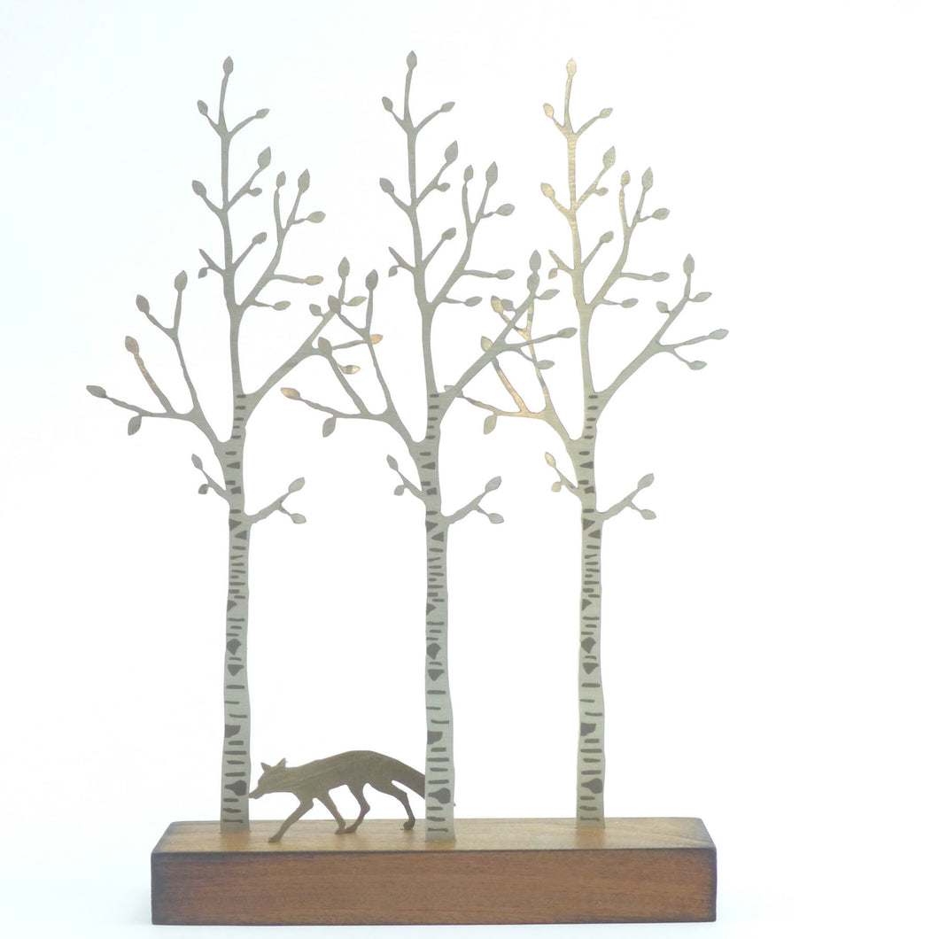 Silver birch and fox - large