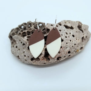 Mocca leaf porcelain drop earrings