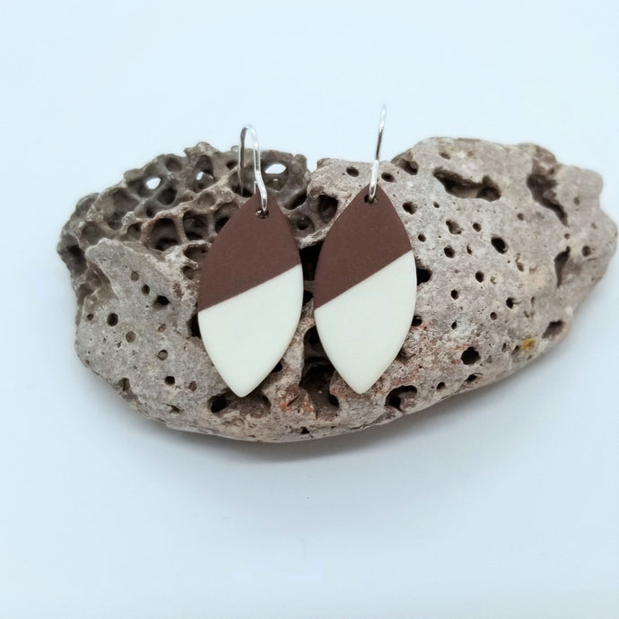 Mocca leaf porcelain drop earrings