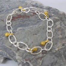 Load image into Gallery viewer, Silver and gilt peppercorn droplet bracelet