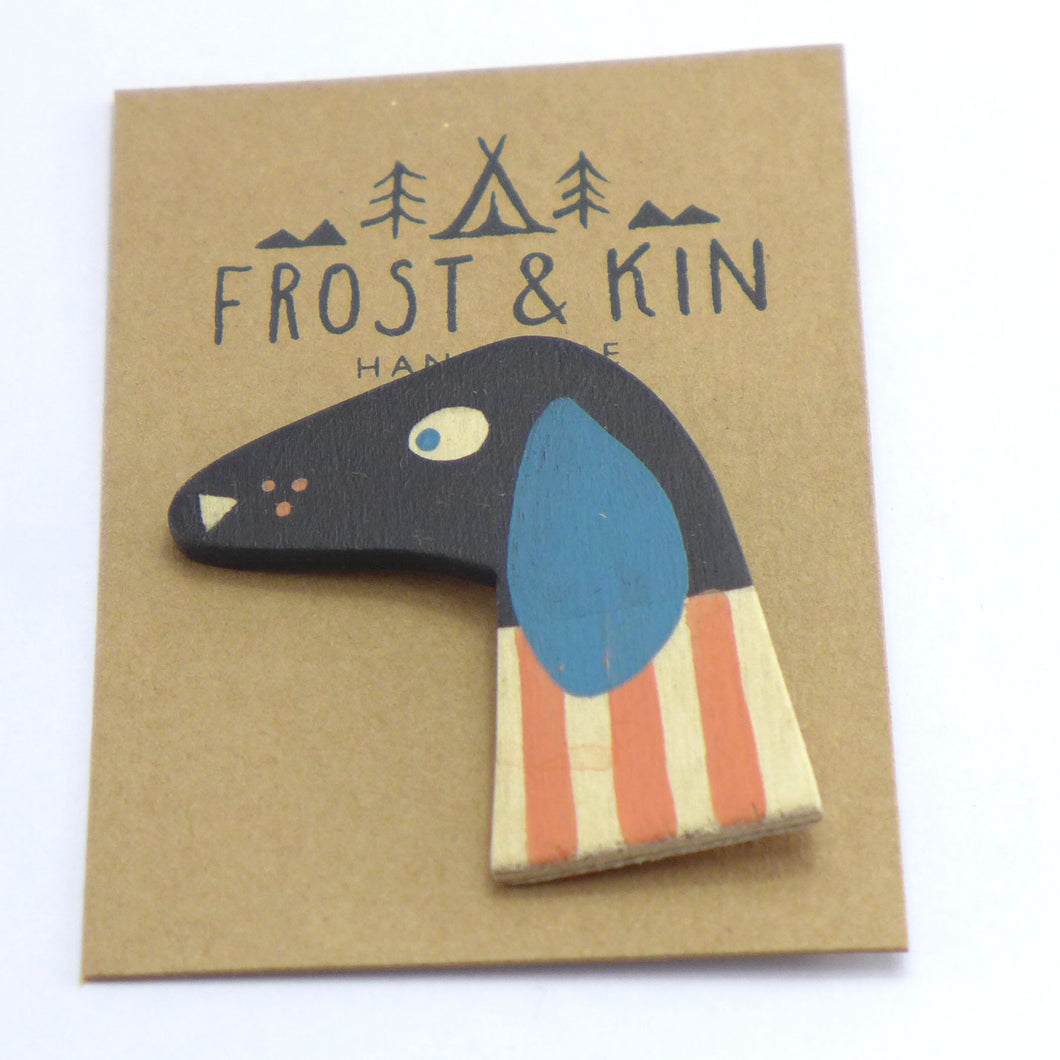 Frost and Kin Black dog brooch
